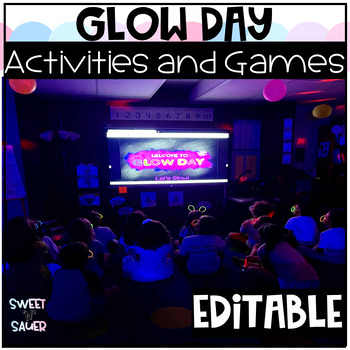Preview of Editable Glow Day Activities and Games Room Transformation Theme Day