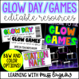 Editable Glow Day Games Activity Decor Pack - End of the Year Day