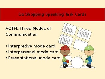 Preview of Editable Go Shopping Speaking Task Cards for All Levels (ACTFL Modes)