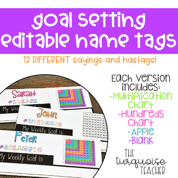 Editable Goal Setting Student Desk Name Tags Tpt