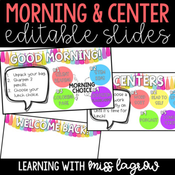 Preview of Editable Good Morning / Welcome Back Message Slides