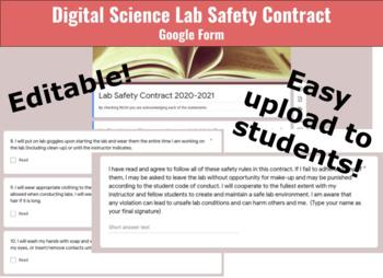 Preview of Editable Google Forms Science Lab Safety Contract