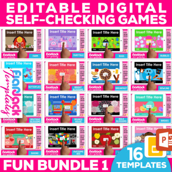 Preview of Editable Google Slides PowerPoint Game Templates FUN Bundle 1