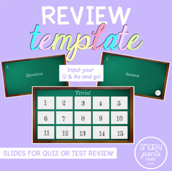 Editable Google Slides Quiz or Test Review Template by Smarty Pants