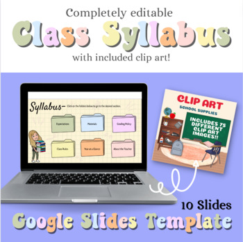 Preview of Editable Google Slides Syllabus with ClipArt