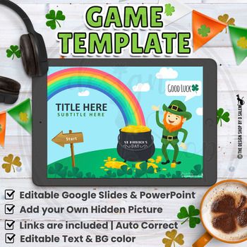 Preview of Digital Resources Google Slides Templates Puzzle Game St Patricks Day | Set 17