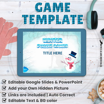 Preview of Digital Resources Google Slides Templates Puzzle Game Winter Theme | Set 16