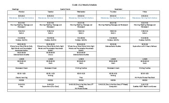 Preview of Editable Grade 1&2 Weekly Schedule
