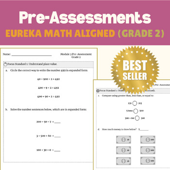 Preview of Grade 2 Eureka Math Aligned Pre-Assessments (Modules 1-8)