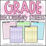 Editable Grade Recording Sheets