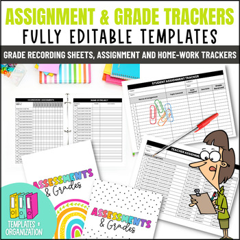 Preview of Editable Grade Recording Sheets , Home-work and Assignment Trackers