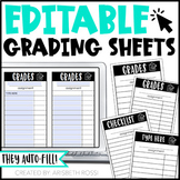 Editable Grading Sheets