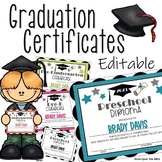 Preview of Editable Graduation Certificate & Diploma | Preschool, Pre-K, Kindergarten
