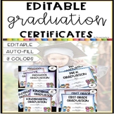 Editable Graduation Certificates| Auto-fill Pre K, Kinderg