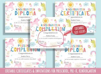 Preview of Editable Graduation Certificates, Diplomas, and Invitations Template