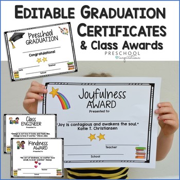 Preview of Editable Graduation Certificates and Class Awards