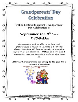 Preview of Grandparents Celebration flyers in English&Spanish&2 school letters (Editable)