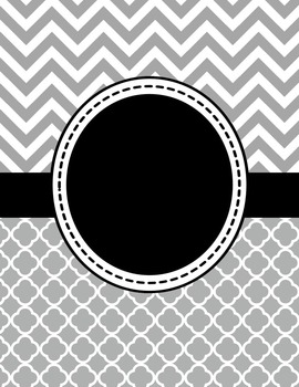 Editable Gray Chevron and Quatrefoil Binder Cover and Spine Label