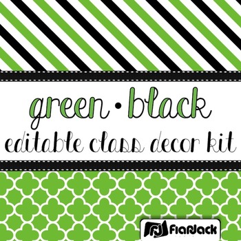 Preview of Editable Green Black Color Scheme Class Decor Kit