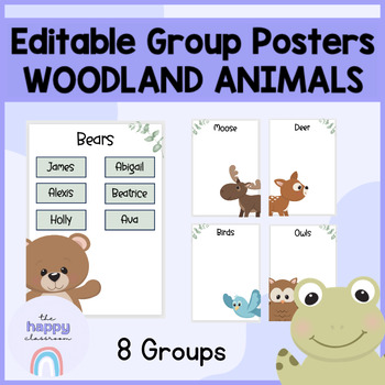 Preview of Editable Group Posters WOODLAND ANIMALS English / Maths Rotations Centres