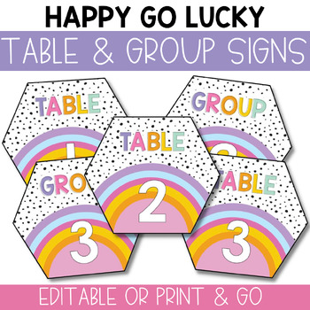 Preview of Editable Group and Table Signs / Retro Group Signs / Groovy Table Signs