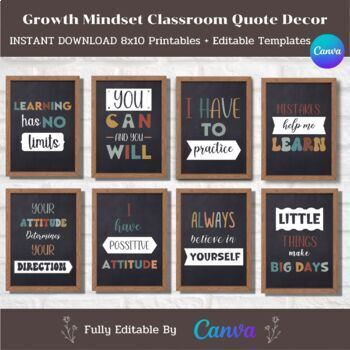 Editable Growth Mindset Classroom Printable Posters, 8