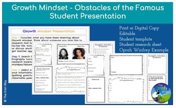 Preview of Growth Mindset: Obstacles of the Famous Project - Digital or Print - Editable