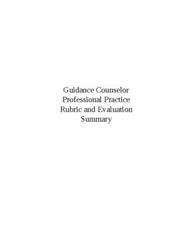 Preview of Guidance Counselor Professional Practice Rubric and Evaluation Summary(Editable)