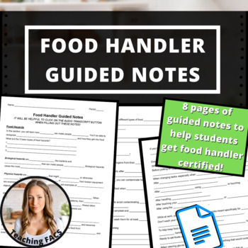 Preview of Editable Guided Notes for Food Handler Certification [FACS, FCS]
