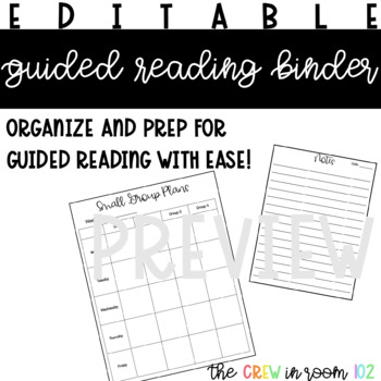 Preview of Editable Guided Reading Binder