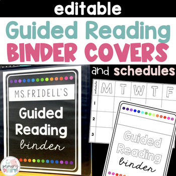 Preview of Editable Guided Reading Binder Cover and Schedules | Black and Bright / Rainbow