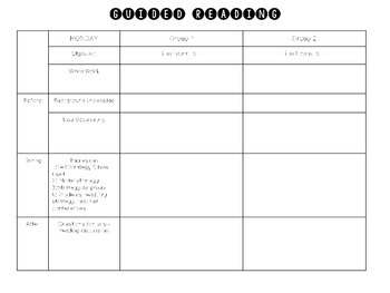 Preview of Editable Guided Reading Lesson Plan Template
