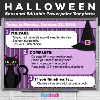 Preview of Editable HALLOWEEN Themed Morning Work PowerPoint Templates