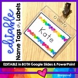 Editable HEART Name Tags or Labels . for back to school , 