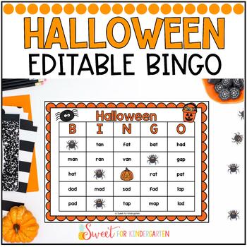 Preview of Editable Halloween Bingo Game Template | Phonics Activity Review Game