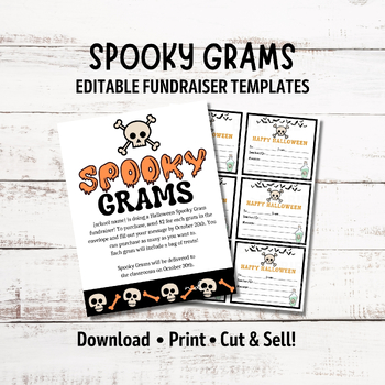 Preview of Editable Halloween Candy Gram Flyer | Spooky Skeleton Grams for Fundraiser
