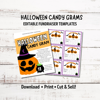 Preview of Editable Halloween Candy Gram Fundraiser Flyer | Halloween Pumpkin Candy Grams