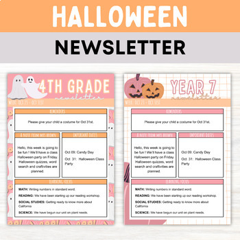 Preview of Editable Halloween Classroom Newsletter Template  Spooky Theme