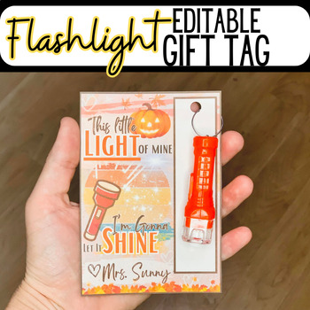 Preview of Editable Boo Gram Halloween Flashlight Gift Tag