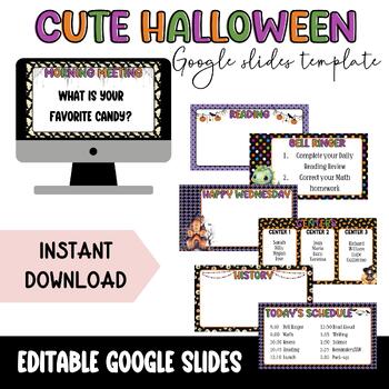 Preview of Editable Halloween Google Slides Templates, Classroom Daily Google slides