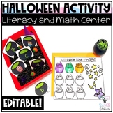 Editable Halloween Math and Literacy Center Activity