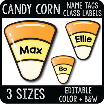 Preview of Halloween Name Tags, Candy Corn Cubby Tags, Fall Classroom Labels