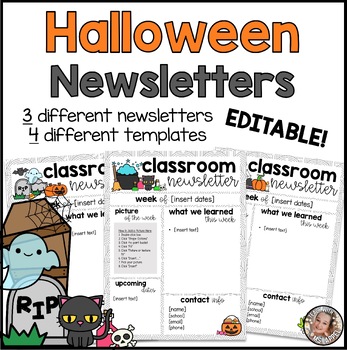 Preview of Editable Halloween Newsletters | Simple Modern Boho