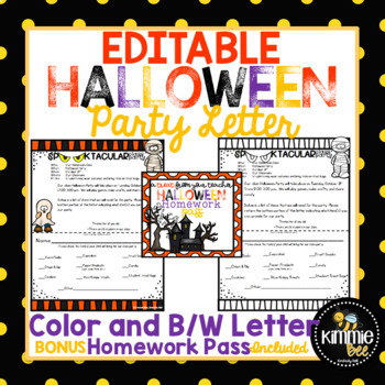 Preview of Editable Halloween Party Letter
