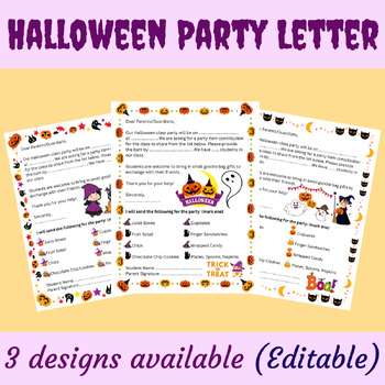 Preview of Editable Halloween Party Letter to Parents (3 Designs) - PowerPoint File