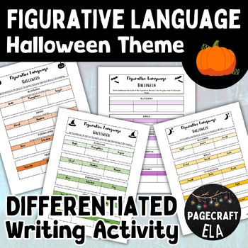Preview of Editable Halloween Writing | Figurative Language | Differentiated