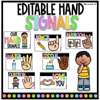 Preview of Editable Hand Signal Posters | English and Spanish