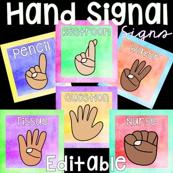 Preview of Editable Hand Signal Posters {Watercolor}