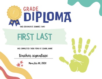 Preview of Editable Handprint Diploma