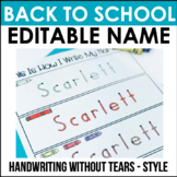 Editable Name Practice Pages - Handwriting Without Tears -